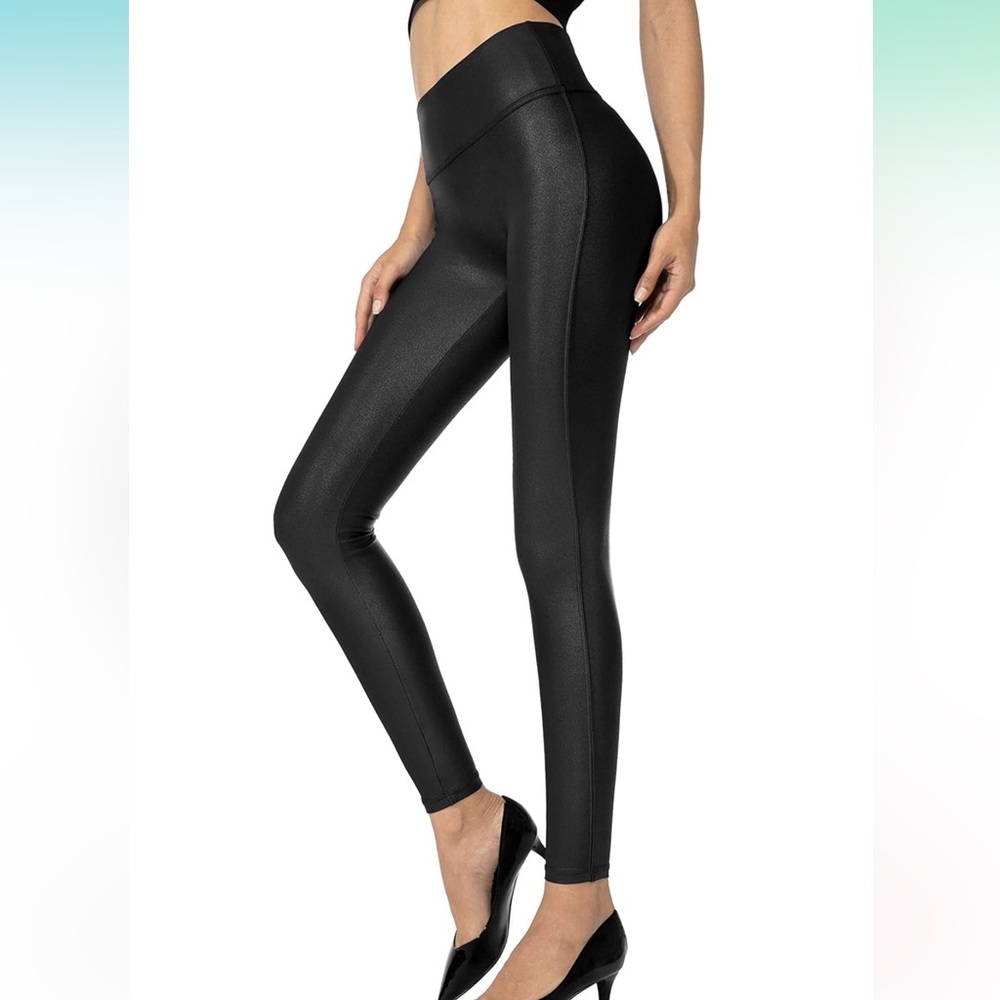 Santiny 29L Black Women's Leggings NWT FAUX LEATHER